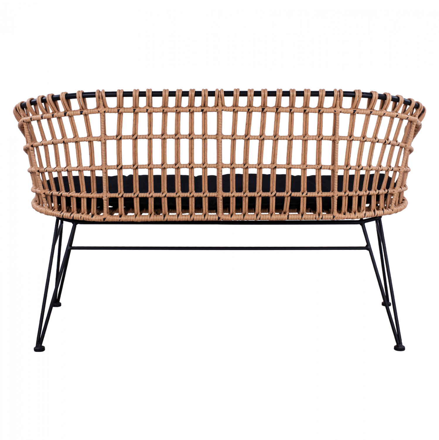 ΠΑΓΚΑΚΙ ΜΕΤΑΛΛΙΚΟ FB95692 ΜΕ WICKER ΜΑΥΡΟ ΜΠΕΖ 124x57x77Υ εκ.