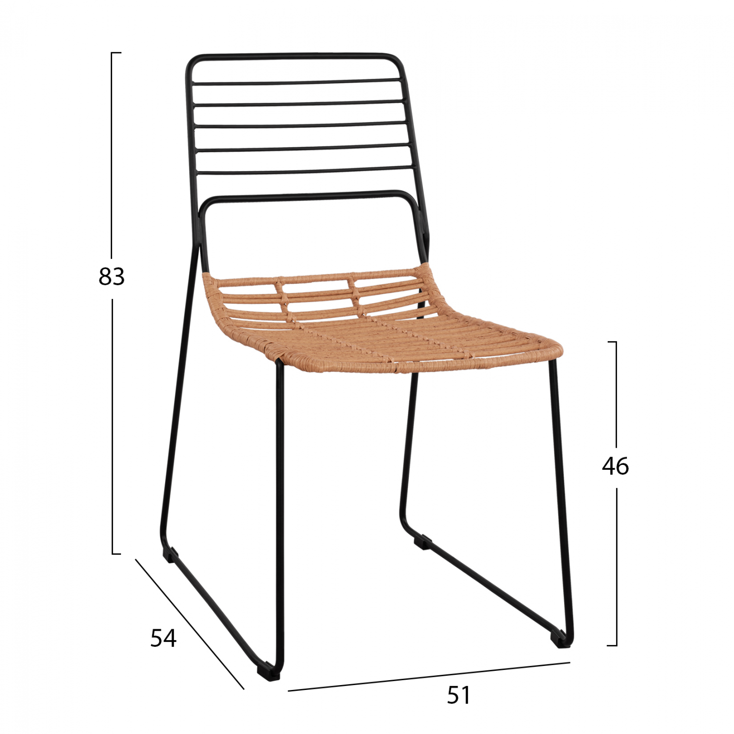 ΚΑΡΕΚΛΑ ΜΕΤΑΛΛΙΚΗ FB95694 ΜΕ WICKER ΜΠΕΖ 51x54x83Υ εκ.