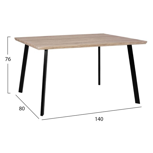 ΣΕΤ 5ΤΜΧ ΤΡΑΠΕΖΙ 140x80x76 cm SONAMA & ΚΑΡΕΚΛΕΣ ΜΑΥΡΕΣ ΜΕΤΑΛΛΙΚΑ ΠΟΔΙΑ FB911037