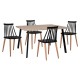 ΣΕΤ 5ΤΜΧ ΤΡΑΠΕΖΙ 140x80x76 cm SONAMA & ΚΑΡΕΚΛΕΣ ΜΑΥΡΕΣ ΜΕΤΑΛΛΙΚΑ ΠΟΔΙΑ FB911037