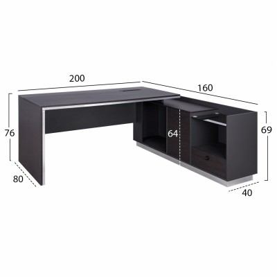 ΓΡΑΦΕΙΟ ΕΠΑΓΓΕΛΜΑΤΙΚΟ ΔΕΞΙΑ ΓΩΝΙΑ ROSEWOOD FB9112R 200X160X76Υ εκ.
