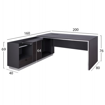 ΓΡΑΦΕΙΟ ΕΠΑΓΓΕΛΜΑΤΙΚΟ ΑΡΙΣΤΕΡΗ ΓΩΝΙΑ ROSEWOOD FB2112L 200X160X76Υ εκ.