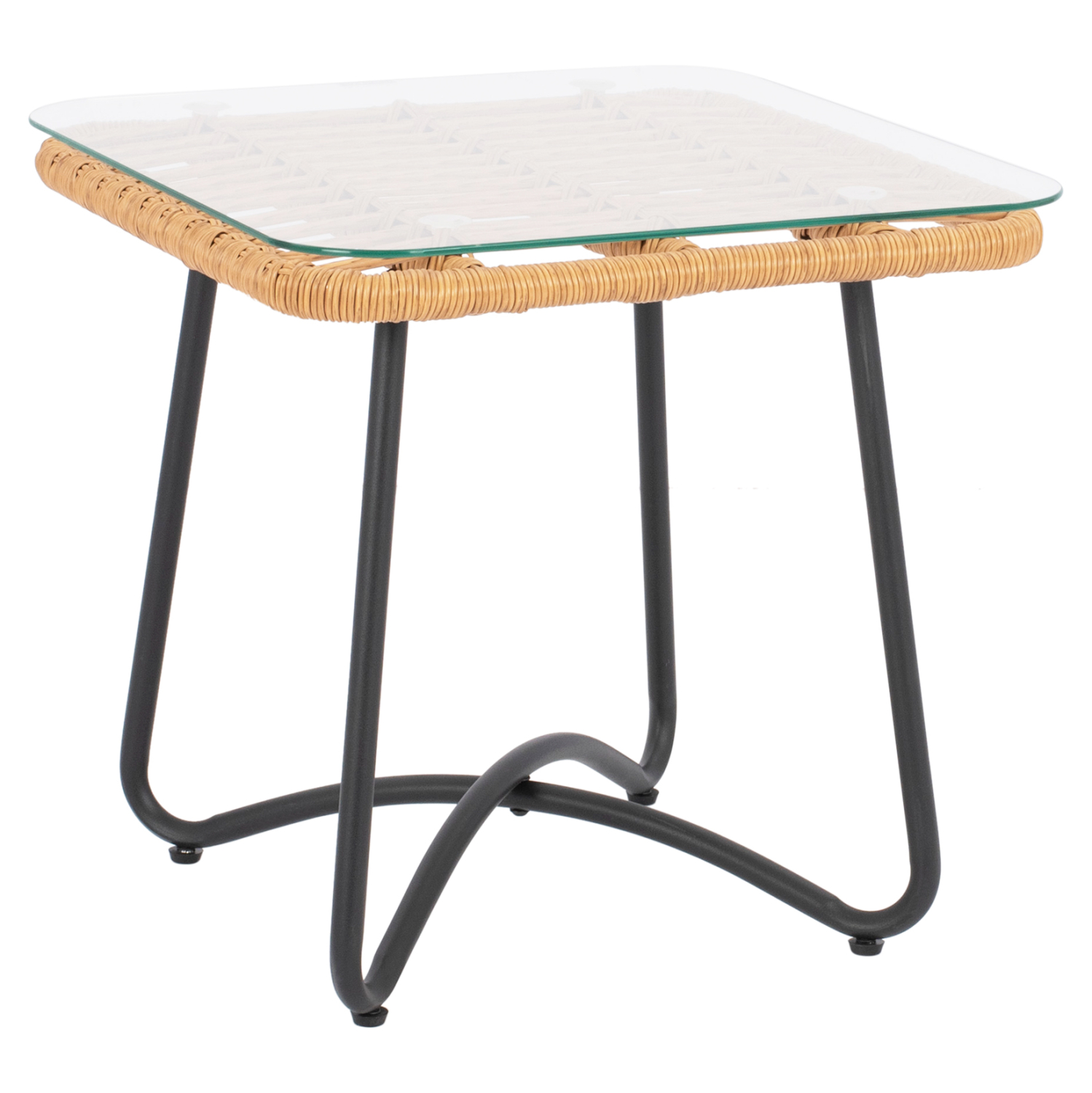 ΤΡΑΠΕΖΙ ΜΕΤΑΛΛΙΚΟ FB95717 ΜΕ WICKER ΜΠΕΖ 50x50x48,5 εκ.