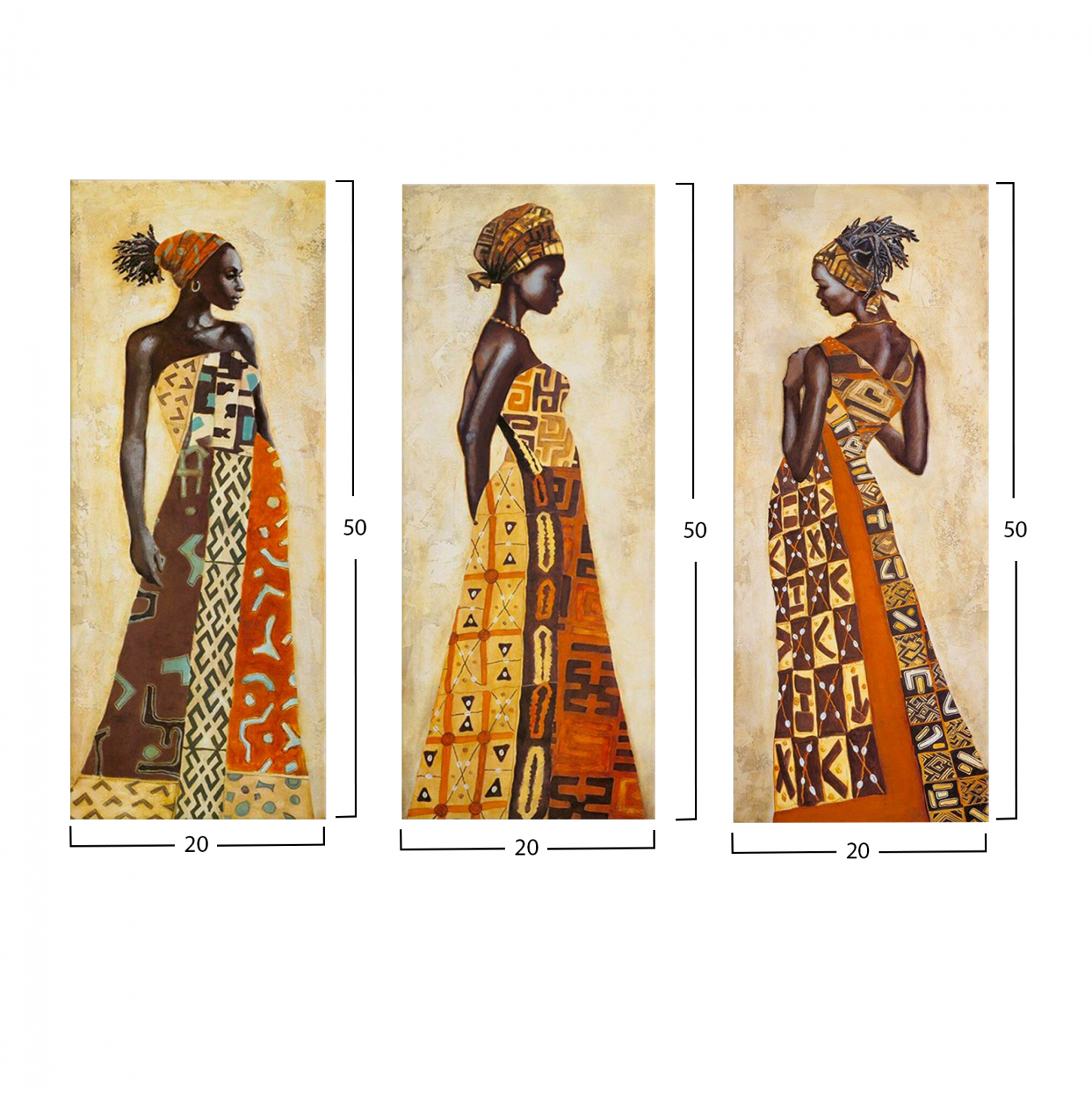 ΠΙΝΑΚΑΣ ΤΡΙΠΤΥΧΟ MDF AFRICAN STYLE WOMEN FB97204.03 60X0,3X50 εκ.