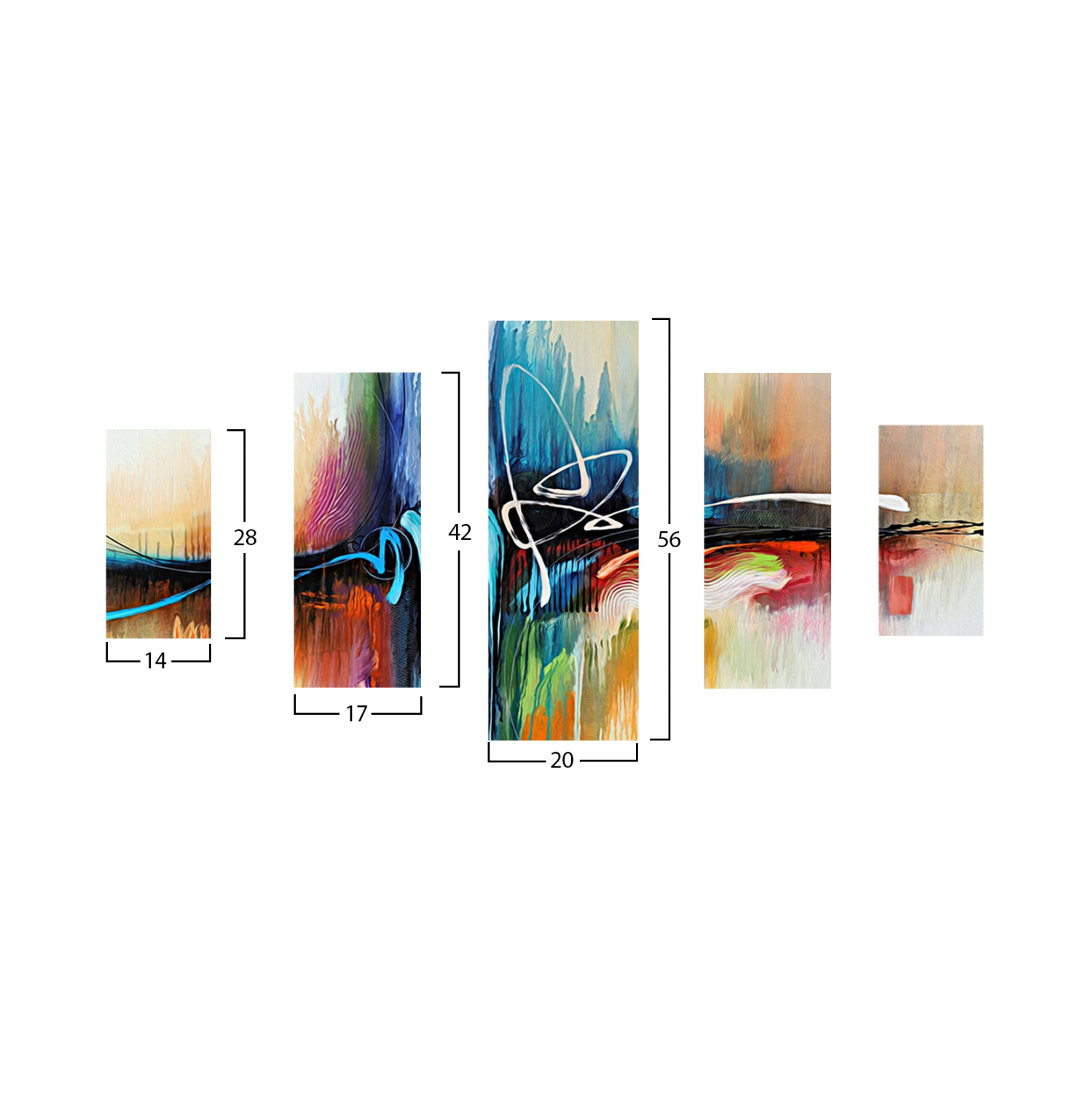 ΠΙΝΑΚΑΣ ΠΕΝΤΑΠΤΥΧΟ MDF ABSTRACT COLORS 82Χ56x3  FB97207.02
