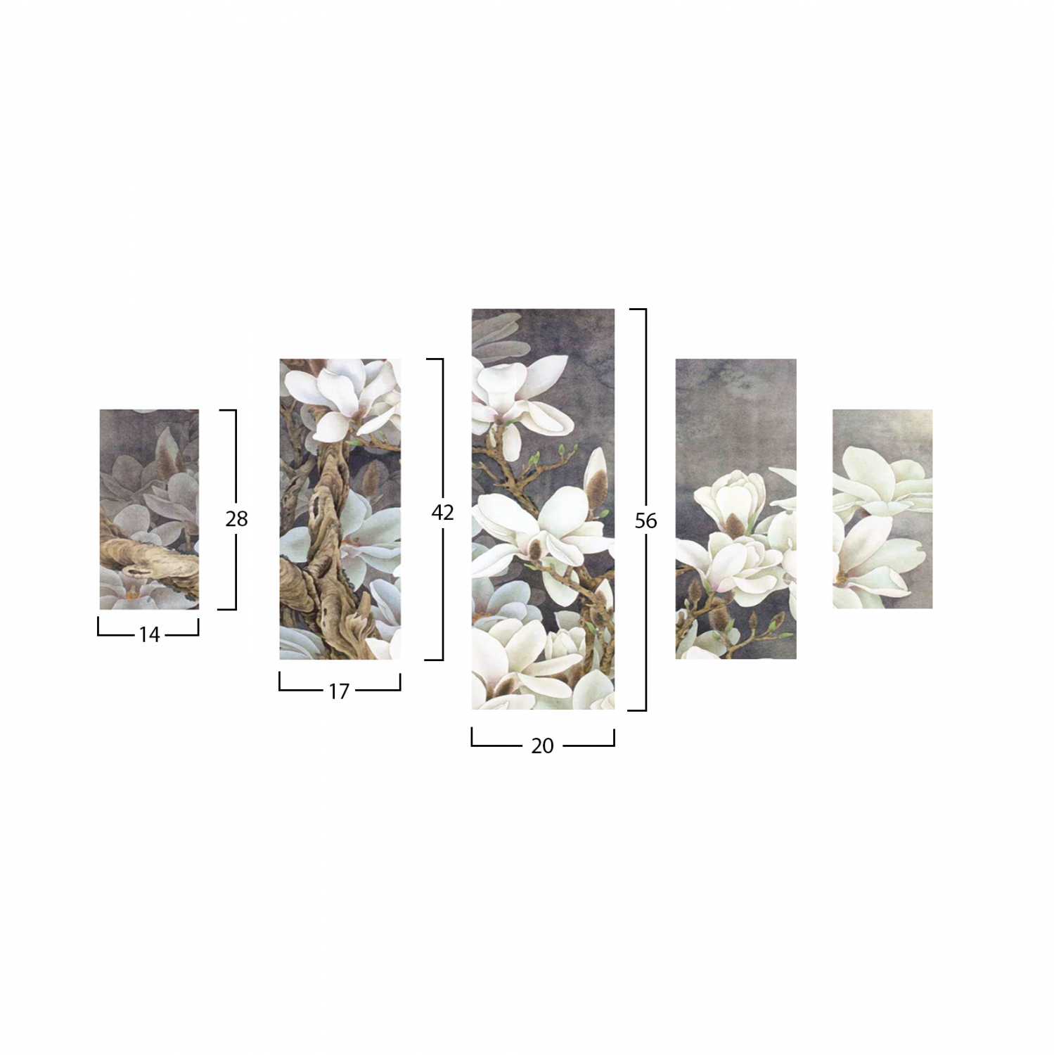 ΠΕΝΤΑΠΤΥΧΟΣ ΠΙΝΑΚΑΣ MDF MAGNOLIA KOBUS ​FB97207.01 82X56x0,3 εκ.