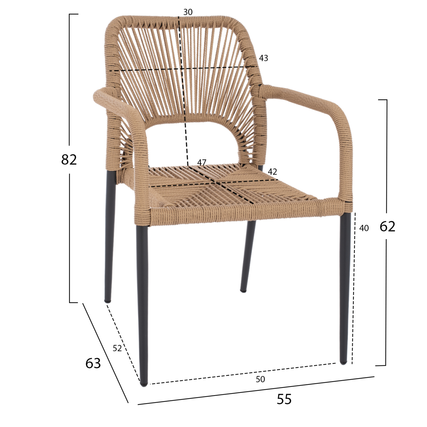 ΠΟΛΥΘΡΟΝΑ ΑΛΟΥΜΙΝΙΟY FB95771.02 ΓΚΡΙ ΜΕ P.E.TWIST RATTAN ΜΠΕΖ 55x63x82Y εκ.