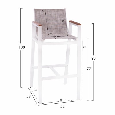 ΣΚΑΜΠΟ ΜΠΑΡ ΑΛΟΥΜΙΝΙΟΥ ΛΕΥΚΟ ΜΕ POLYWOOD 52 x 58 x 108 εκ. FB95790.01