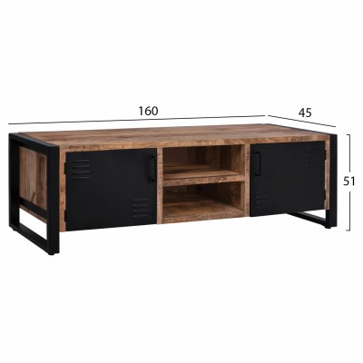 ΕΠΙΠΛΟ TV FB98189.11 ΜΕΤΑΛΛΟ & ΜΑΣΙΦ ΞΥΛΟ MANGO ΦΥΣΙΚΟ 160x45x51Υ εκ.
