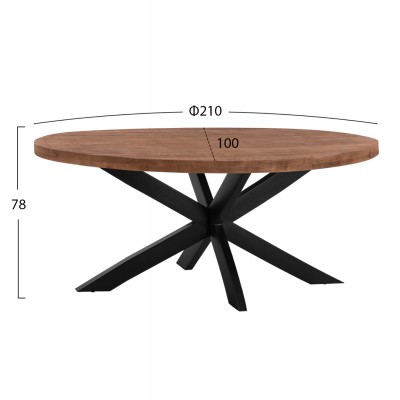 ΤΡΑΠΕΖΙ FB98483.11 OVAL 6εκ. ΠΑΧΟΣ ΑΠΟ ΜΑΣΙΦ ΞΥΛΟ MANGO 210x100x78Υ εκ.