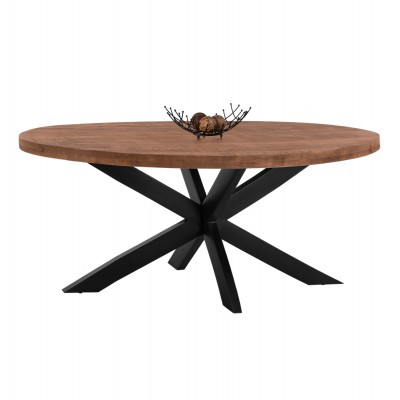 ΤΡΑΠΕΖΙ FB98483.11 OVAL 6εκ. ΠΑΧΟΣ ΑΠΟ ΜΑΣΙΦ ΞΥΛΟ MANGO 210x100x78Υ εκ.