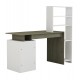 ΓΡΑΦΕΙΟ ΜΕ ΒΙΒΛΙΟΘΗΚΗ ΜΕΛΑΜΙΝΗ OLIVE GREY ΛΕΥΚΟ 146,3x55x128,8Υεκ.FB98886.11