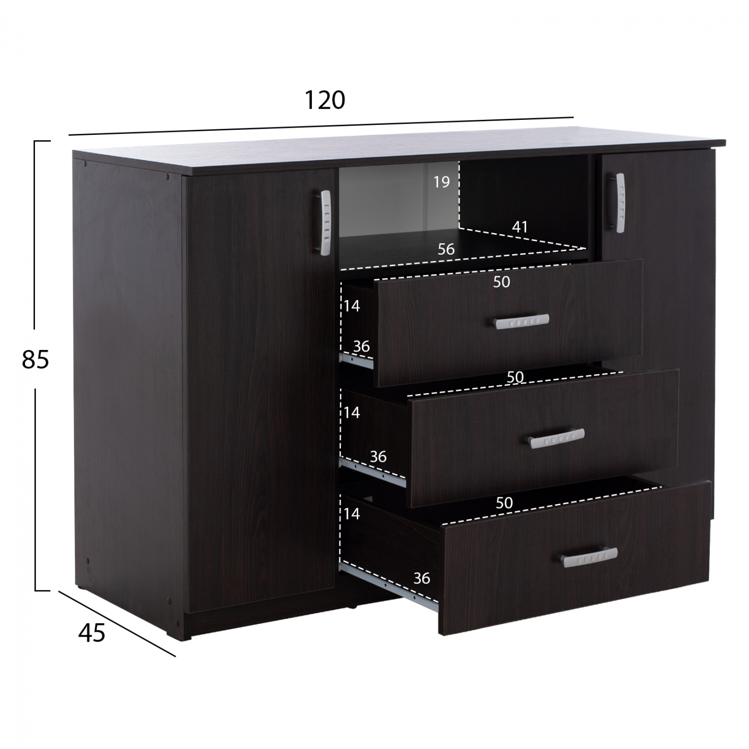ΜΠΟΥΦΕΣ ΜΕ 2 ΝΤΟΥΛΑΠΙΑ Κ 3 ΣΥΡΤΑΡΙΑ WENGE FB92430.02 120X45X85Y εκ.