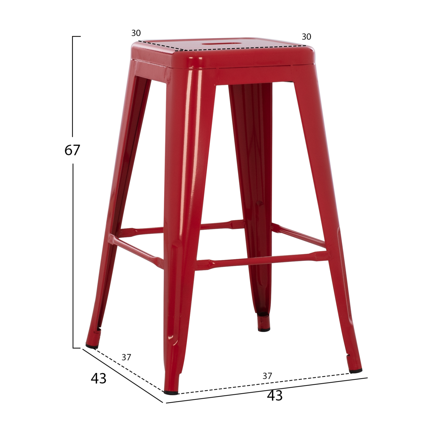 ΣΚΑΜΠΟ ΜΕΣΑΙΟΥ ΥΨΟΥΣ ΜΕΤΑΛΛΙΚΟ FB98573.04 ΣΕ KOKKINO 43x43x67Yεκ.