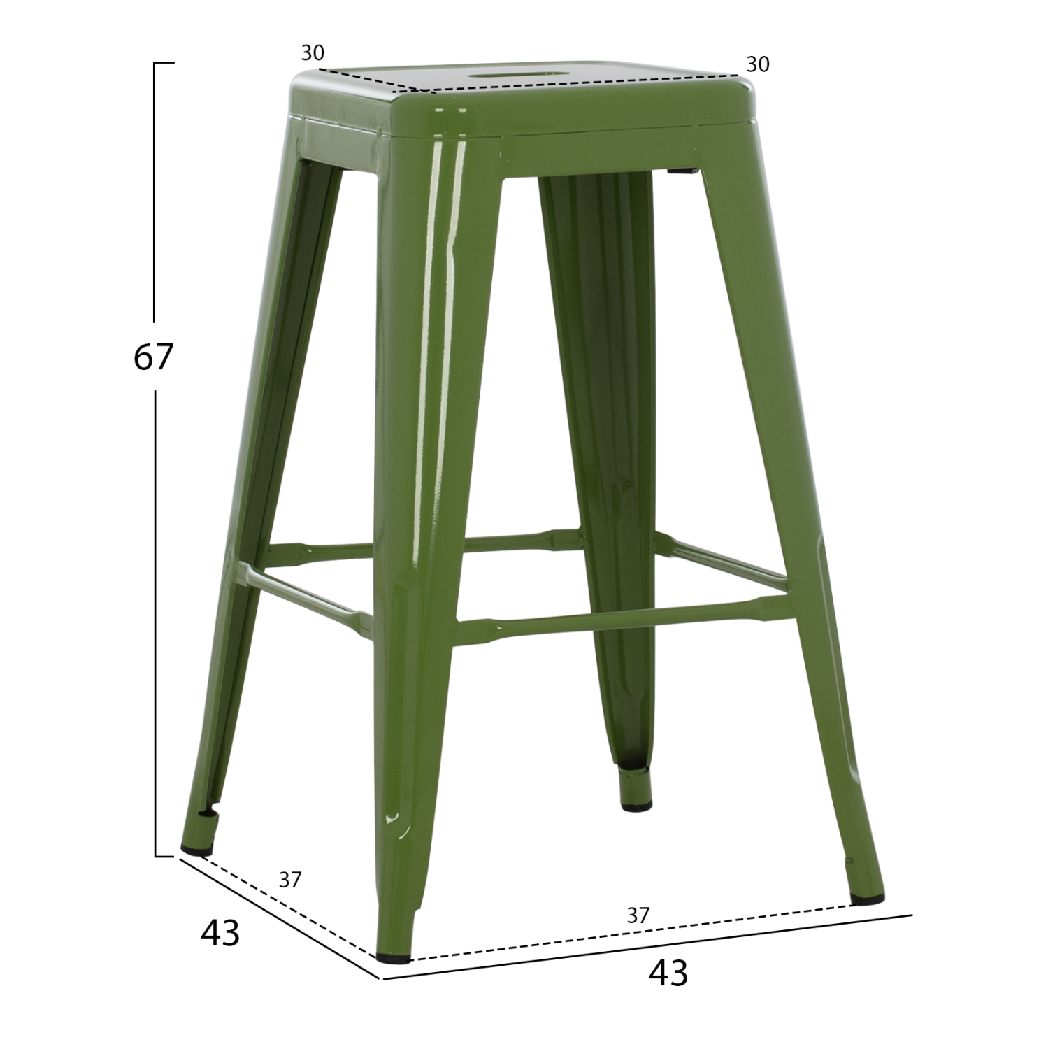 ΣΚΑΜΠΟ ΜΕΣΑΙΟΥ ΥΨΟΥΣ ΜΕΤΑΛΛΙΚΟ FB98573.13 ΣΕ LIGHT OLIVE GREEN 43x43x67Yεκ.