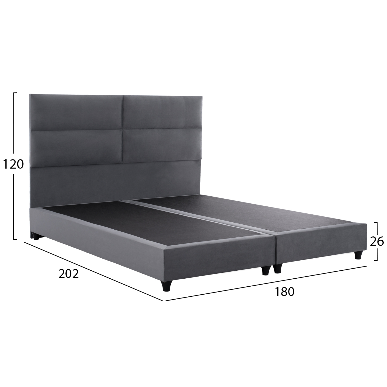 ΚΡΕΒΑΤΙ ΑΠΟ ΓΚΡΙ ΒΕΛΟΥΔΟ FB9628.10 ΓΙΑ ΣΤΡΩΜΑ 180x200 εκ.