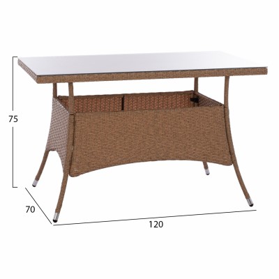 ΤΡΑΠΕΖΙ ΜΕΤΑΛΛΙΚΟ RATTAN ΜΠΕΖ ΚΑΦΕ FB95141.32 120x70x75Υ εκ.