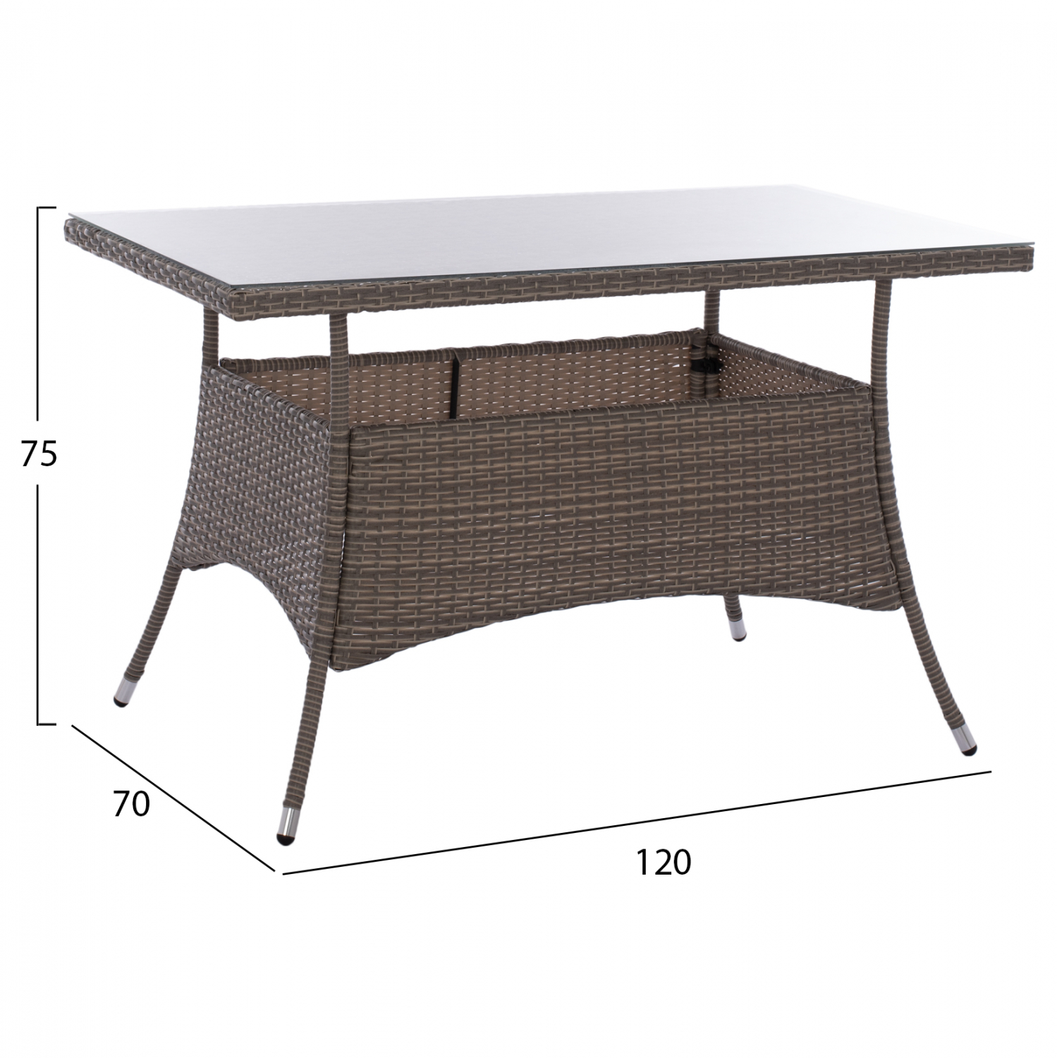 ΣΕΤ ΤΡΑΠΕΖΑΡΙΑΣ 5ΤΜΧ ΤΡΑΠ. 120X70 & ΠΟΛΥΘΡΟΝΕΣ WICKER RATTAN ΓΚΡΙ FB911711.31