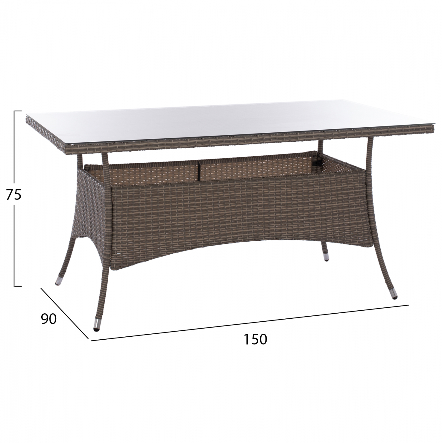 ΣΕΤ ΤΡΑΠΕΖΑΡΙΑΣ 5ΤΜΧ ΤΡΑΠ. 150Χ90 & ΠΟΛΥΘΡΟΝΕΣ WICKER RATTAN ΓΚΡΙ FB911713.01