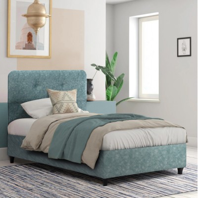 FB9648.27 ΚΡΕΒΑΤΙ, LIGHT GREEN NUBUCK-type fabric, 120x200 εκ.