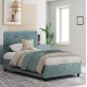 FB9648.27 ΚΡΕΒΑΤΙ, LIGHT GREEN NUBUCK-type fabric, 120x200 εκ.