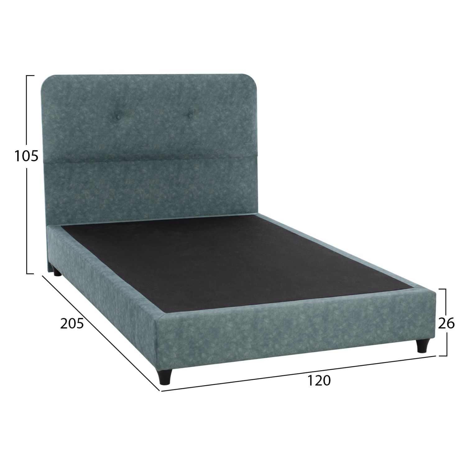 FB9648.27 ΚΡΕΒΑΤΙ, LIGHT GREEN NUBUCK-type fabric, 120x200 εκ.
