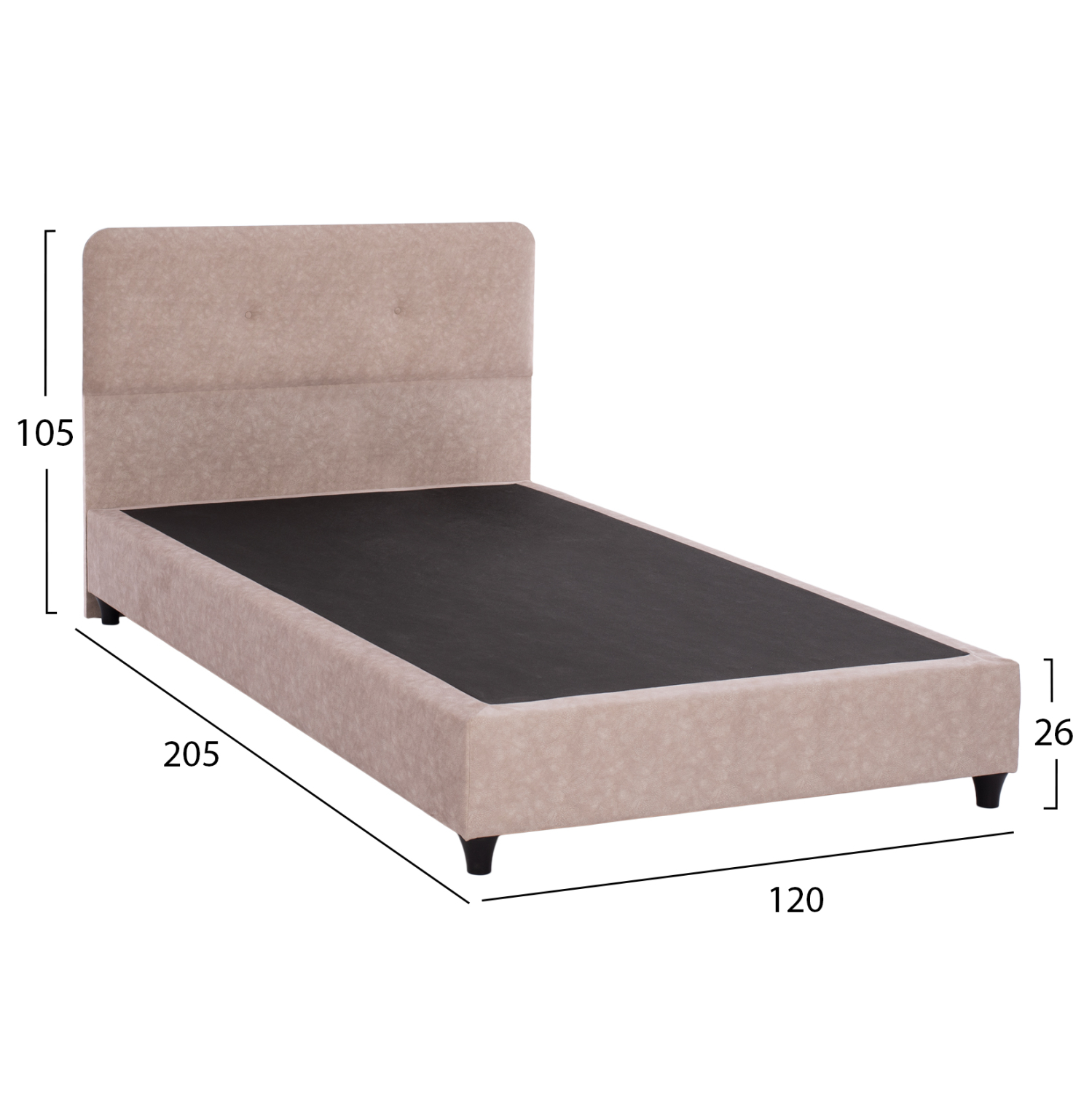 ΚΡΕΒΑΤΙ FB9648.22, ΜΠΕΖ ΥΦΑΣΜΑ τ.NUBUCK, 120x200 εκ.