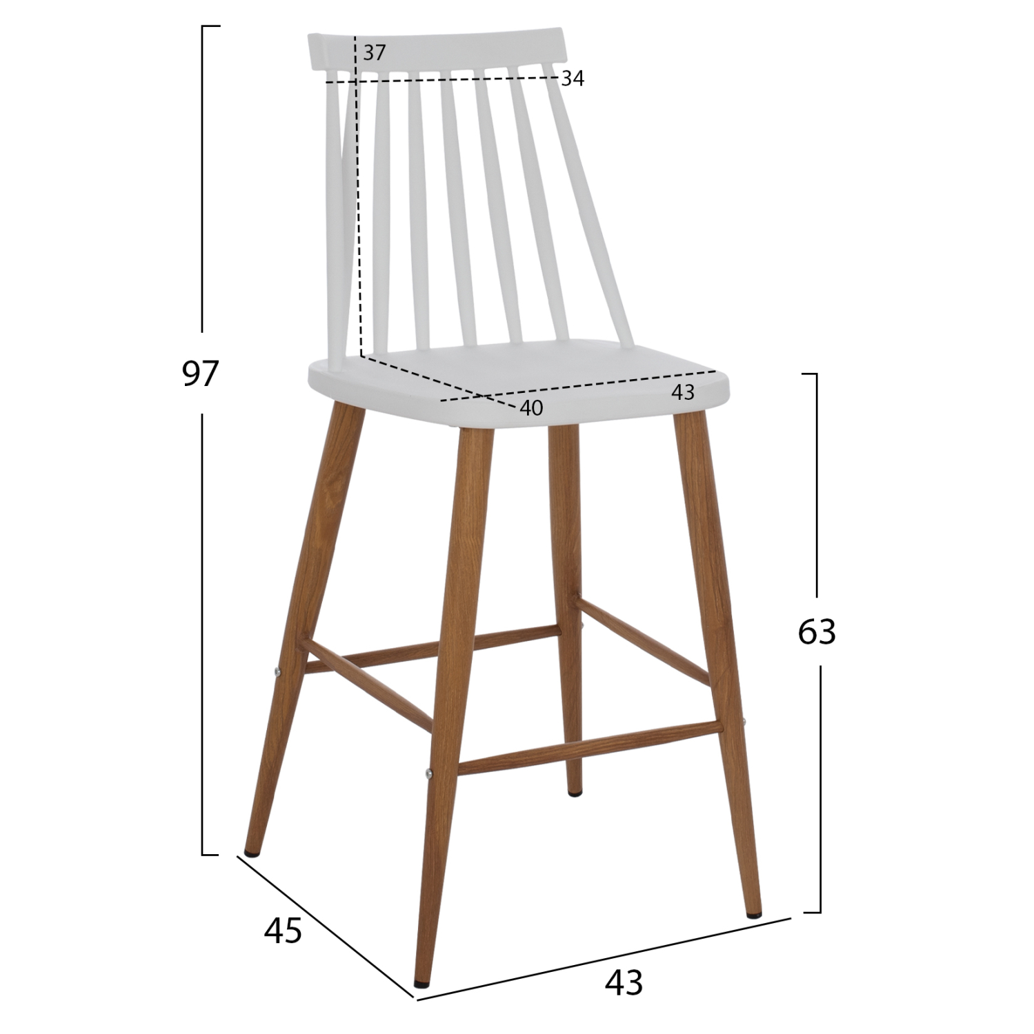 ΣΚΑΜΠΟ ΜΠΑΡ FB99300.01 ΛΕΥΚΟ ΜΕΣΑΙΟΥ ΥΨΟΥΣ 43x45x97Υεκ.