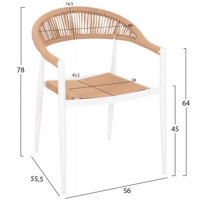 ΠΟΛΥΘΡΟΝΑ ΑΛΟΥΜΙΝΙΟΥ ΛΕΥΚΗ PΕ RATTAN ΜΠΕΖ FB95854.01 56x55,5x78Υεκ.