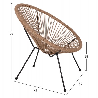 ΠΟΛΥΘΡΟΝΑ ACAPULCO Τ. ΦΩΛΙΑ ΜΕΤΑΛΛΟ ΜΑΥΡΟ ΜΕ TWISTED WICKER FB95871.01 70x73x79 εκ.
