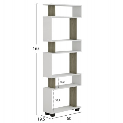 ΒΙΒΛΙΟΘΗΚΗ ΜΕΛΑΜΙΝΗΣ OLIVE GREY ΛΕΥΚΟ 60x19,5x165Υεκ.FB98923.11