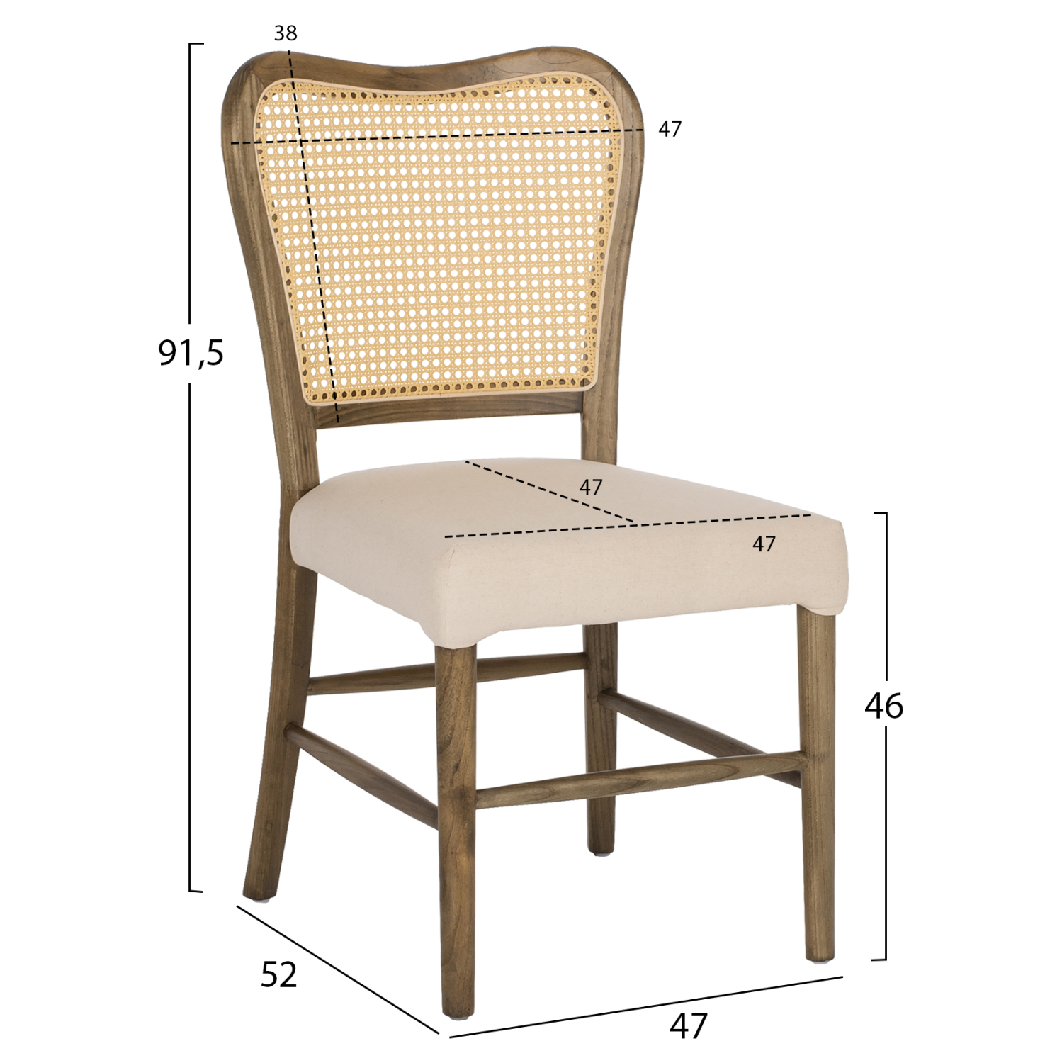 ΚΑΡΕΚΛΑ ΤΟΟΝ ΞΥΛΟ RATTAN ΥΦΑΣΜΑ FB99406.04 47x52x91,5Υεκ.