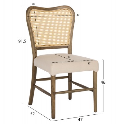 ΚΑΡΕΚΛΑ ΤΟΟΝ ΞΥΛΟ RATTAN ΥΦΑΣΜΑ FB99406.04 47x52x91,5Υεκ.