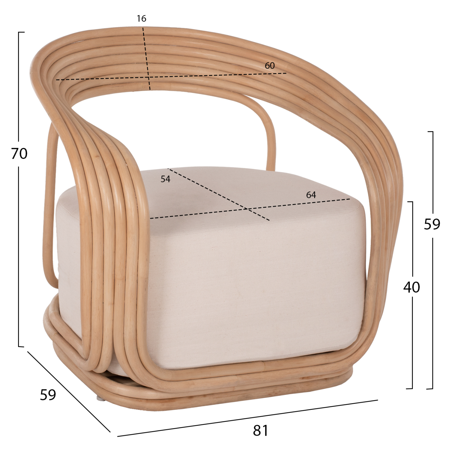 ΠΟΛΥΘΡΟΝΑ ΑΠΟ RATTAN ΦΥΣΙΚΟ-ΕΚΡΟΥ ΜΑΞΙΛΑΡΙ FB99478 81x59x70Y εκ.