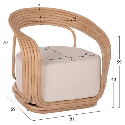 ΠΟΛΥΘΡΟΝΑ ΑΠΟ RATTAN ΦΥΣΙΚΟ-ΕΚΡΟΥ ΜΑΞΙΛΑΡΙ FB99478 81x59x70Y εκ.