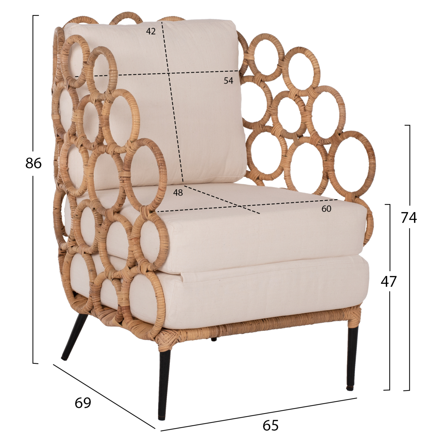 ΠΟΛΥΘΡΟΝΑ FB99341 ΑΠΟ RATTAN-ΜΕΤΑΛΛΟ ΦΥΣΙΚΟ ΧΡΩΜΑ 65x69x86Y εκ.