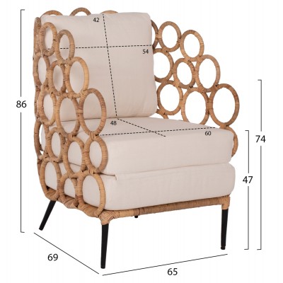 ΠΟΛΥΘΡΟΝΑ FB99341 ΑΠΟ RATTAN-ΜΕΤΑΛΛΟ ΦΥΣΙΚΟ ΧΡΩΜΑ 65x69x86Y εκ.