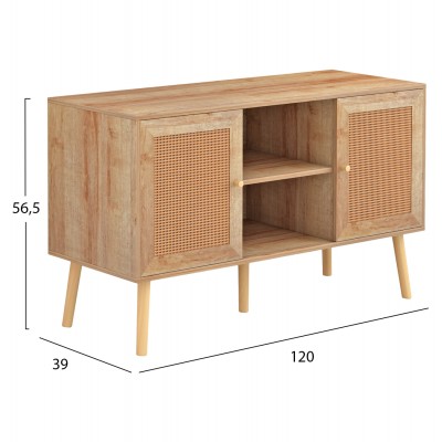 ΕΠΙΠΛΟ TV ΜΕΛΑΜΙΝΗΣ ΜΕ ΠΟΡΤΕΣ RATTAN FB99223.11 ΣΕ ΧΡΩΜΑ ΦΥΣΙΚΟ 120x39x56,5Υεκ.