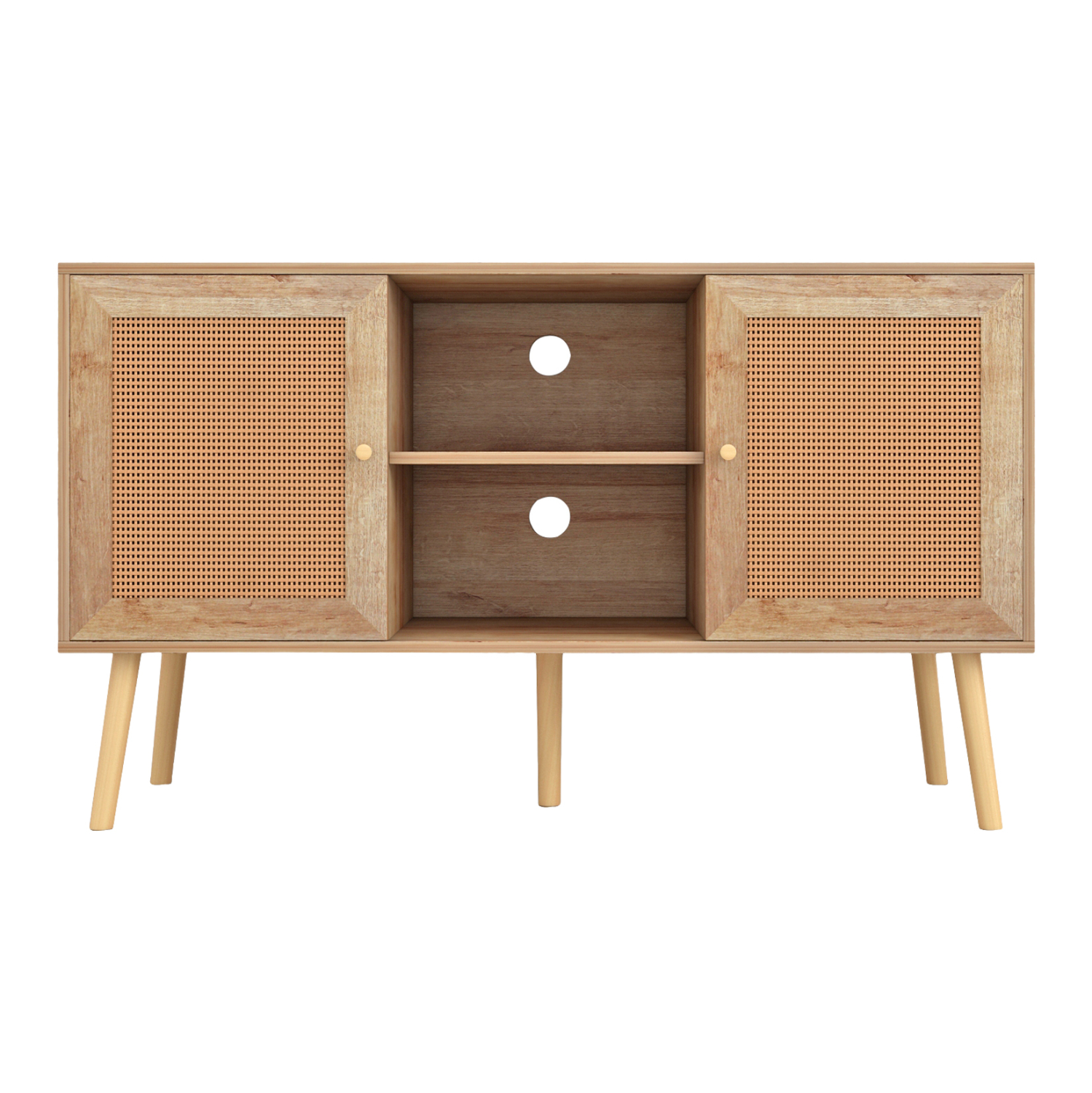 ΕΠΙΠΛΟ TV ΜΕΛΑΜΙΝΗΣ ΜΕ ΠΟΡΤΕΣ RATTAN FB99223.11 ΣΕ ΧΡΩΜΑ ΦΥΣΙΚΟ 120x39x56,5Υεκ.