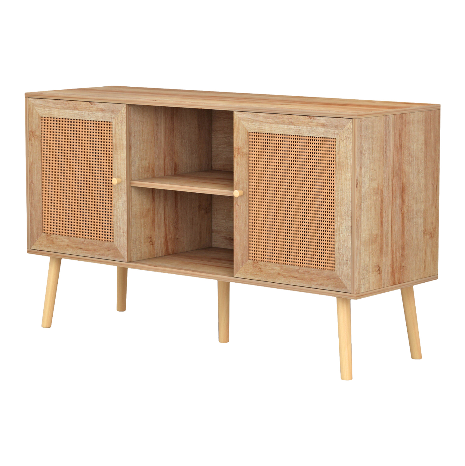 ΕΠΙΠΛΟ TV ΜΕΛΑΜΙΝΗΣ ΜΕ ΠΟΡΤΕΣ RATTAN FB99223.11 ΣΕ ΧΡΩΜΑ ΦΥΣΙΚΟ 120x39x56,5Υεκ.