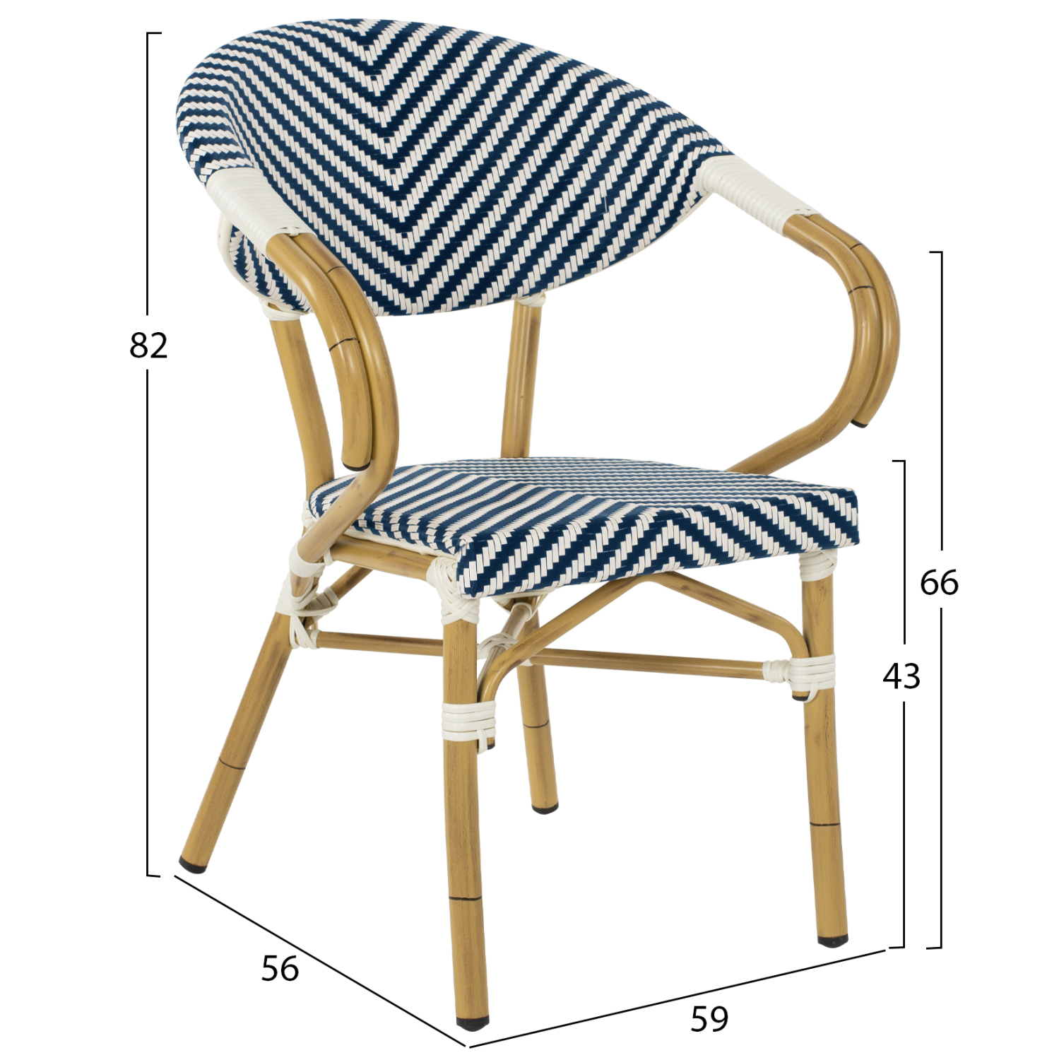 ΠΟΛΥΘΡΟΝΑ BAMBOO LOOK FB95861.02 ΜΠΛΕ-ΛΕΥΚΟ 59x56x82Yεκ.
