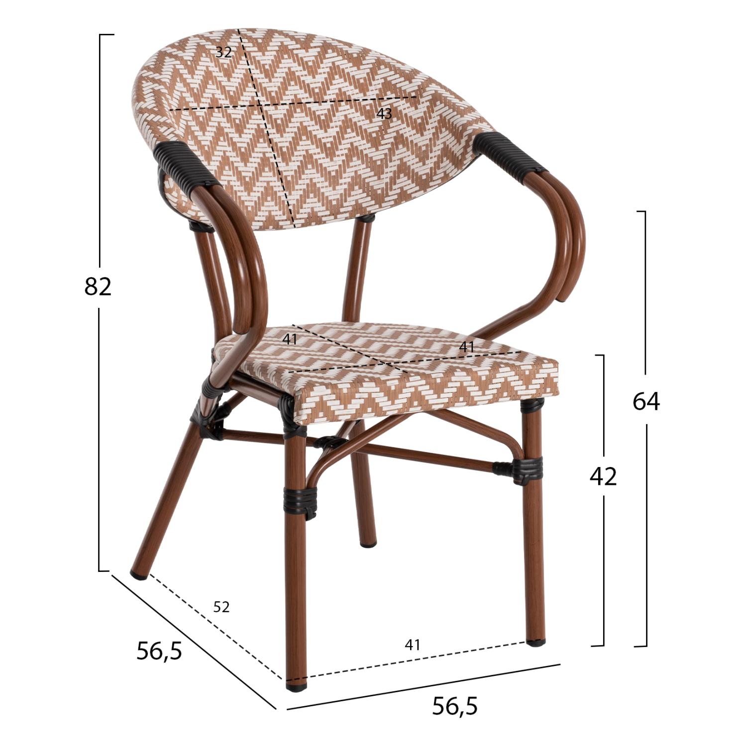 ΠΟΛΥΘΡΟΝΑ BAMBOO LOOK FB95861.03 ΚΑΦΕ-ΛΕΥΚΟ 58.5x58x82Υεκ.