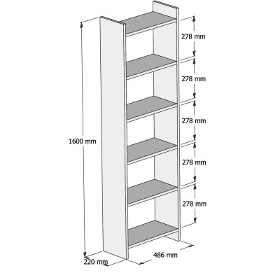 ΒΙΒΛΙΟΘΗΚΗ FB99226.12 ΜΕΛΑΜΙΝΗΣ SONΟMA-ΛΕΥΚΟ 48,5x22x160Υεκ.