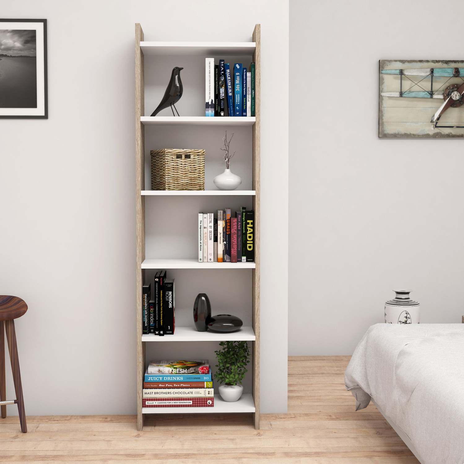 ΒΙΒΛΙΟΘΗΚΗ FB99226.12 ΜΕΛΑΜΙΝΗΣ SONΟMA-ΛΕΥΚΟ 48,5x22x160Υεκ.