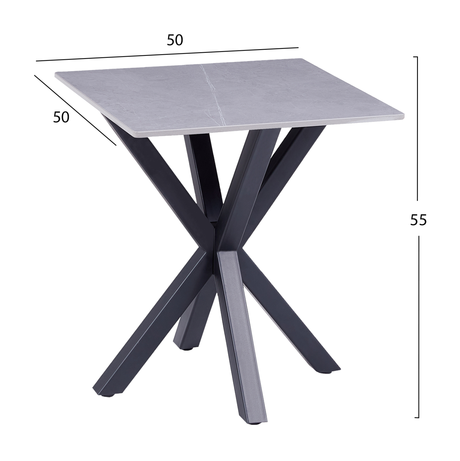 ΒΟΗΘΗΤΙΚΟ ΤΡΑΠΕΖΑΚΙ ΣΑΛΟΝΙΟΥ FB99471.05 GREY MARBLE TOP-ΜΑΥΡΗ ΜΕΤΑΛ.ΒΑΣΗ 50x50x55Yεκ.