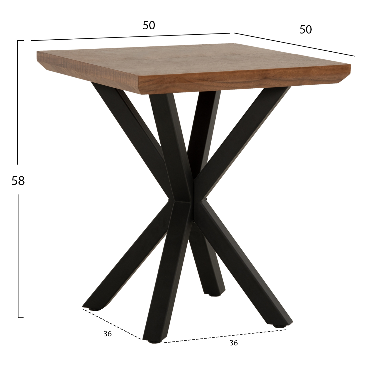 ΒΟΗΘΗΤΙΚΟ ΤΡΑΠΕΖΑΚΙ ΣΑΛΟΝΙΟΥ FB99471.02 MDF ΜΕ ΚΑΠΛΑΜΑ ΑΠΟ ΞΥΛΟ ΚΑΡΥΔΙΑΣ-ΜΕΤΑΛ.ΒΑΣΗ 50x50x58Υεκ.