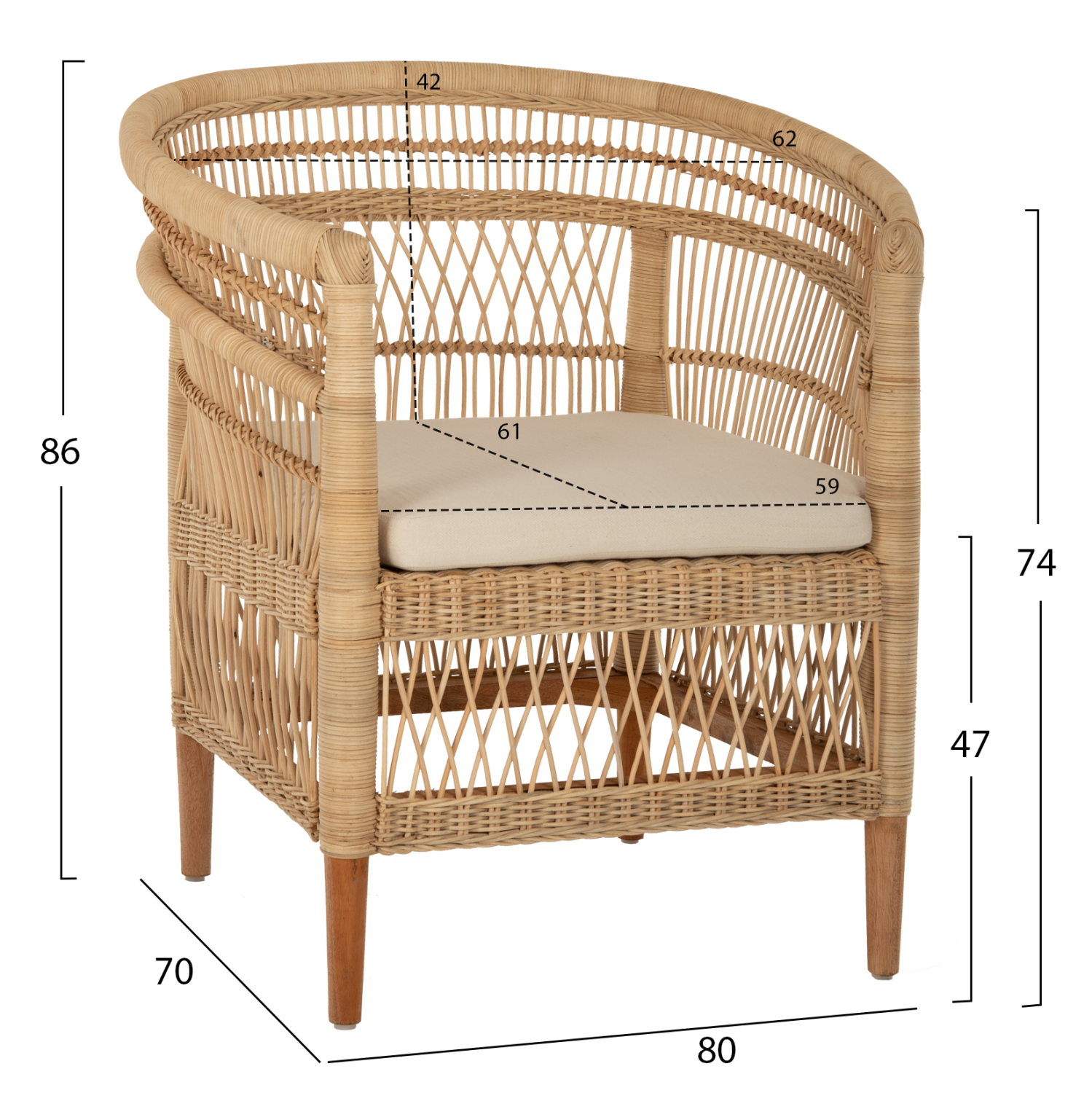 ΠΟΛΥΘΡΟΝΑ MALAWI FB99635.04 ΞΥΛΟ ΜΑΟΝΙ ΕΠΕΝΔΥΣΗ RATTAN ΛΕΥΚΟ ΜΑΞΙΛΑΡΙ ΚΑΘΙΣΜΑΤΟΣ 80x70x86Υεκ.