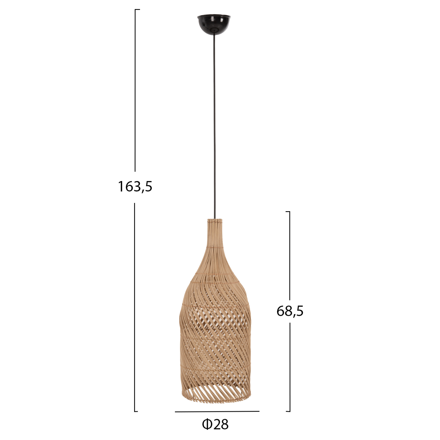 ΦΩΤΙΣΤΙΚΟ ΟΡΟΦΗΣ FB97884 ΚΡΕΜΑΣΤΟ ΑΠΟ RATTAN ΣΕ ΦΥΣΙΚΟ ΧΡΩΜΑ Φ28x163,5Yεκ.