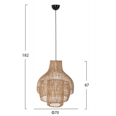 ΦΩΤΙΣΤΙΚΟ ΟΡΟΦΗΣ ΚΡΕΜΑΣΤΟ FB97857 RATTAN ΣΕ ΦΥΣΙΚΟ ΧΡΩΜΑ ΜΕ ΤΡΙΑ ΣΧΗΜΑΤΑ Φ70Χ182Υεκ