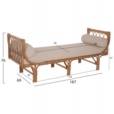ΚΑΝΑΠΕΣ ΕΞΩΤΕΡΙΚΟΥ ΧΩΡΟΥ FB99659 ΦΥΣΙΚΟ RATTAN-ΜΠΕΖ ΜΑΞΙΛΑΡΙΑ 187x69x76Yεκ.